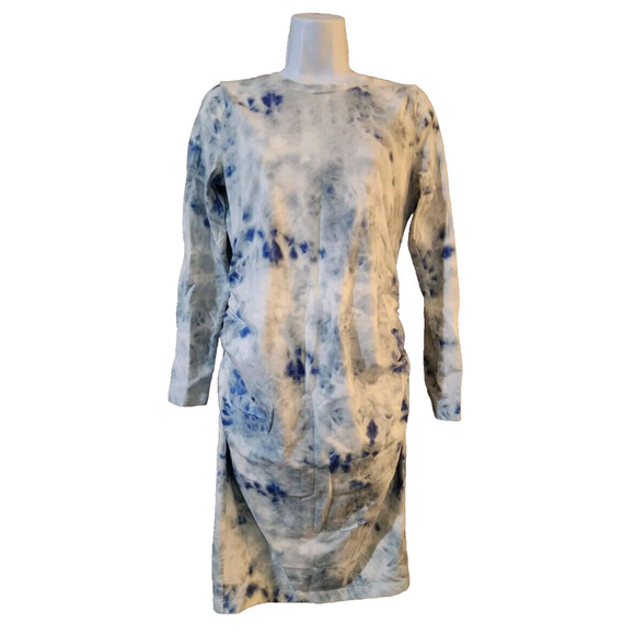Old Navy Dresses & Skirts - Old Navy Womens Maternity Sheath T-Shirt Dress Size S Blue Tie Dye Long Sleeve